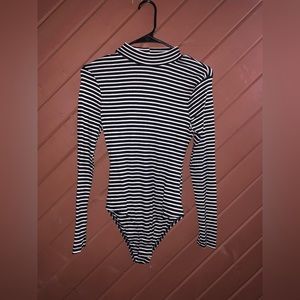 Black and White Striped Bodysuit Size small